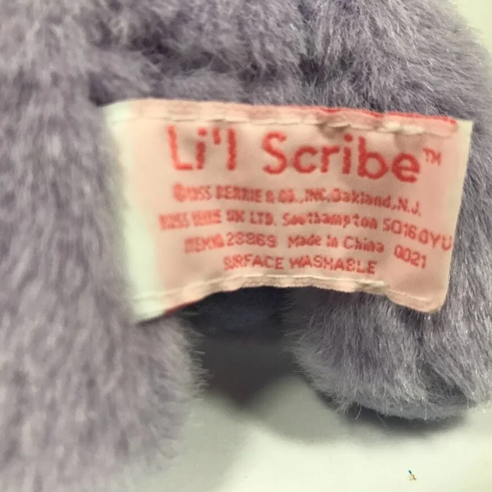 Russ Berrie Lil Scribe Purple Teddy Bear Plush 28869 Lavender Vintage 5 inch